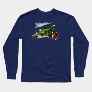 Christmas card with cartoon Santa Express Long Sleeve T-Shirt